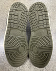 AIR JORDAN 1 LOW TRAVIS SCOTT MEDIUM OLIVE - SIZE 9.5 (WORN) - SUPER CLEAN - DAMAGED LID