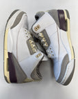 WMNS AIR JORDAN 3 A MA MANIERE WHITE - SIZE W10.5 M9 (WORN)