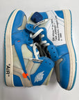 OFF WHITE AIR JORDAN 1 HIGH UNIVERSITY BLUE - SIZE 9.5 (WORN) - REPLACEMENT BOX