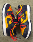 OFF WHITE DUNK LOW UNIVERSITY GOLD NAVY - SIZE 8 (WORN)