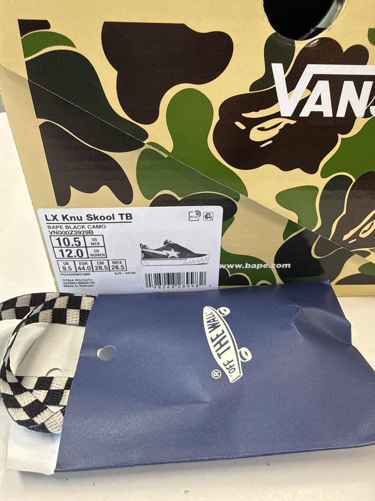 VANS KNU SKOOL BAPE BLACK CAMO - SIZE 10.5 (WORN)