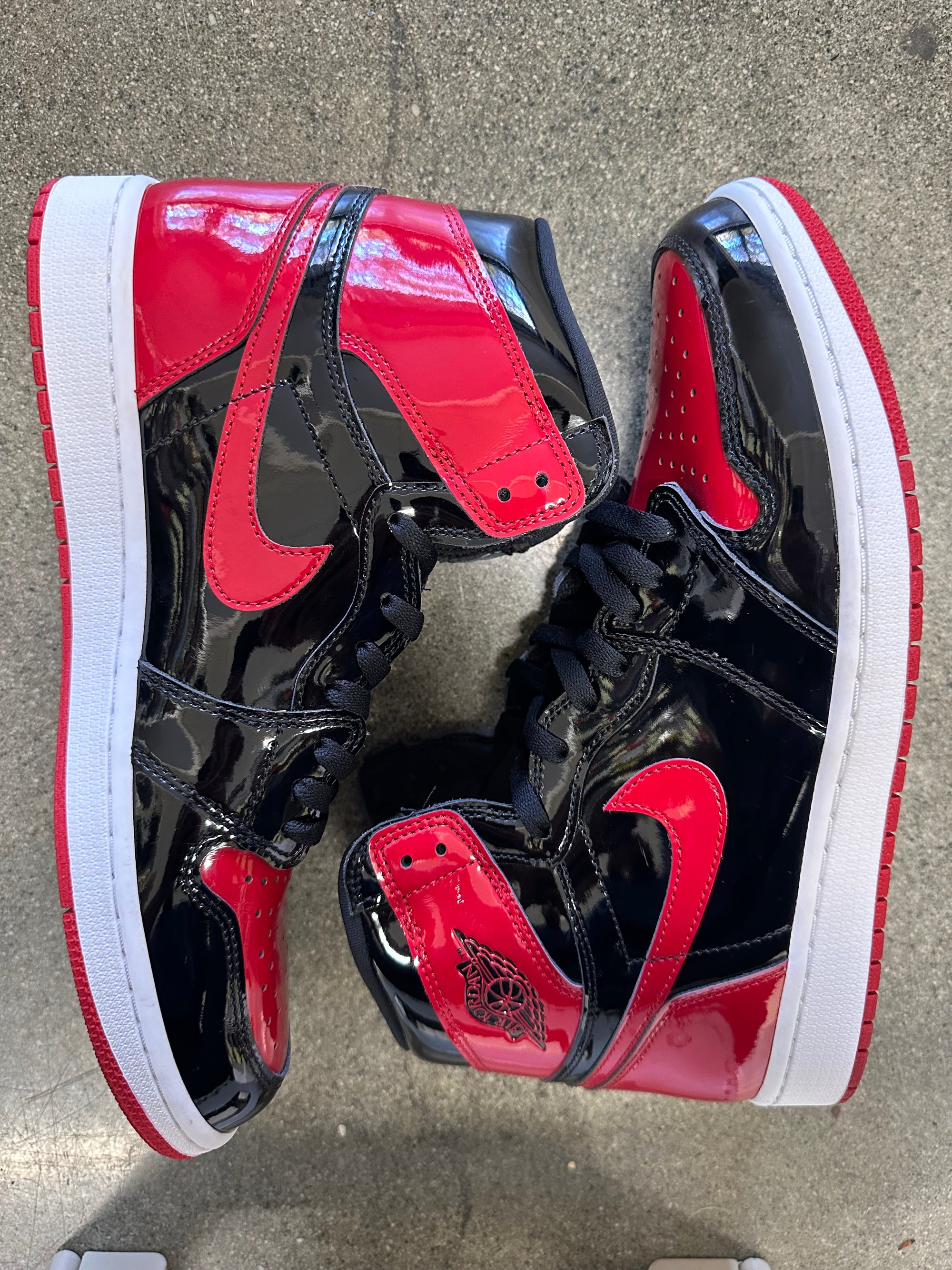 AIR JORDAN 1 HIGH OG PATENT BRED - SIZE 12 (WORN)