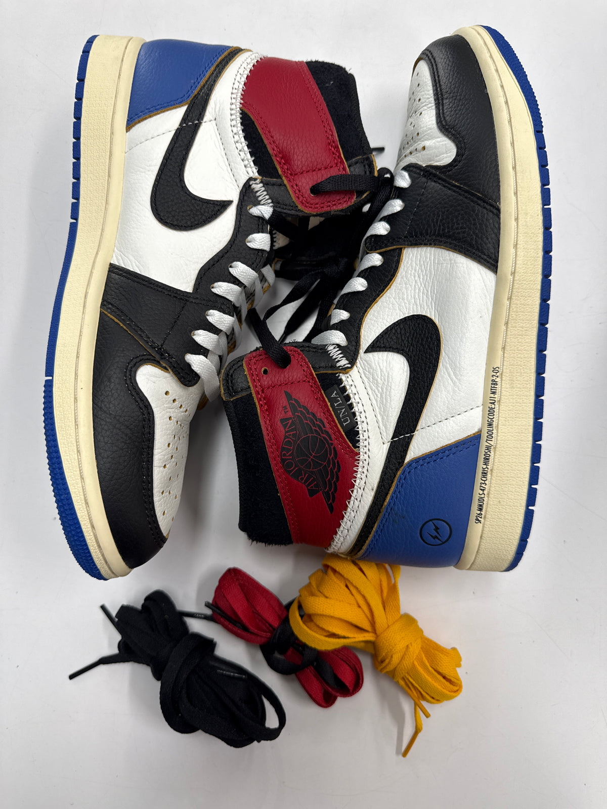AIR JORDAN 1 HIGH FRAGMENT X UNION LA VARSITY RED SPORT ROYAL - SIZE 8.5 (WORN)