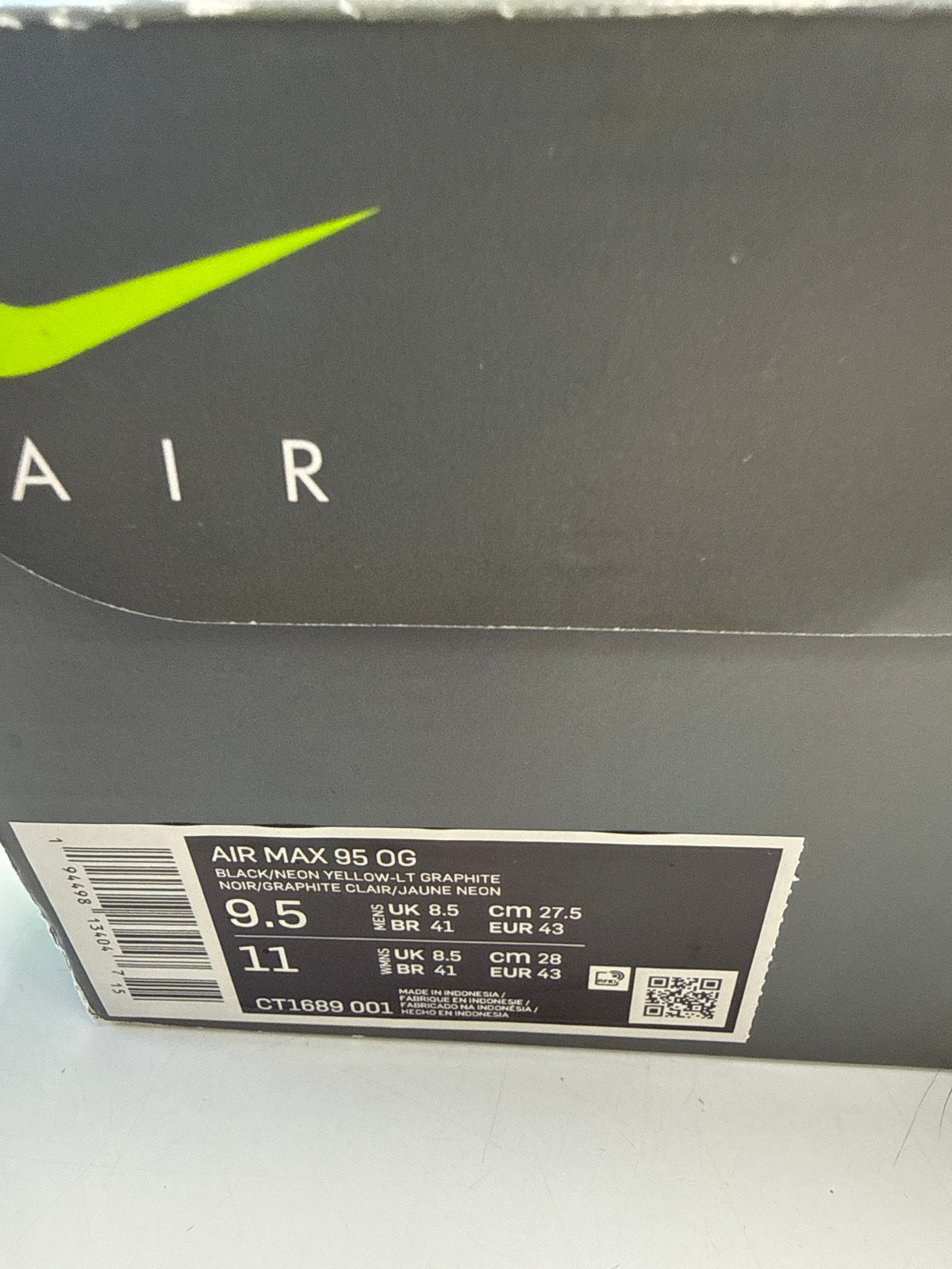 AIR MAX 95 OG NEON 2020 - SIZE 9.5 (WORN)