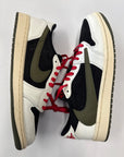WMNS AIR JORDAN 1 LOW TRAVIS SCOTT OLIVE - SIZE W9.5 M8 (WORN)