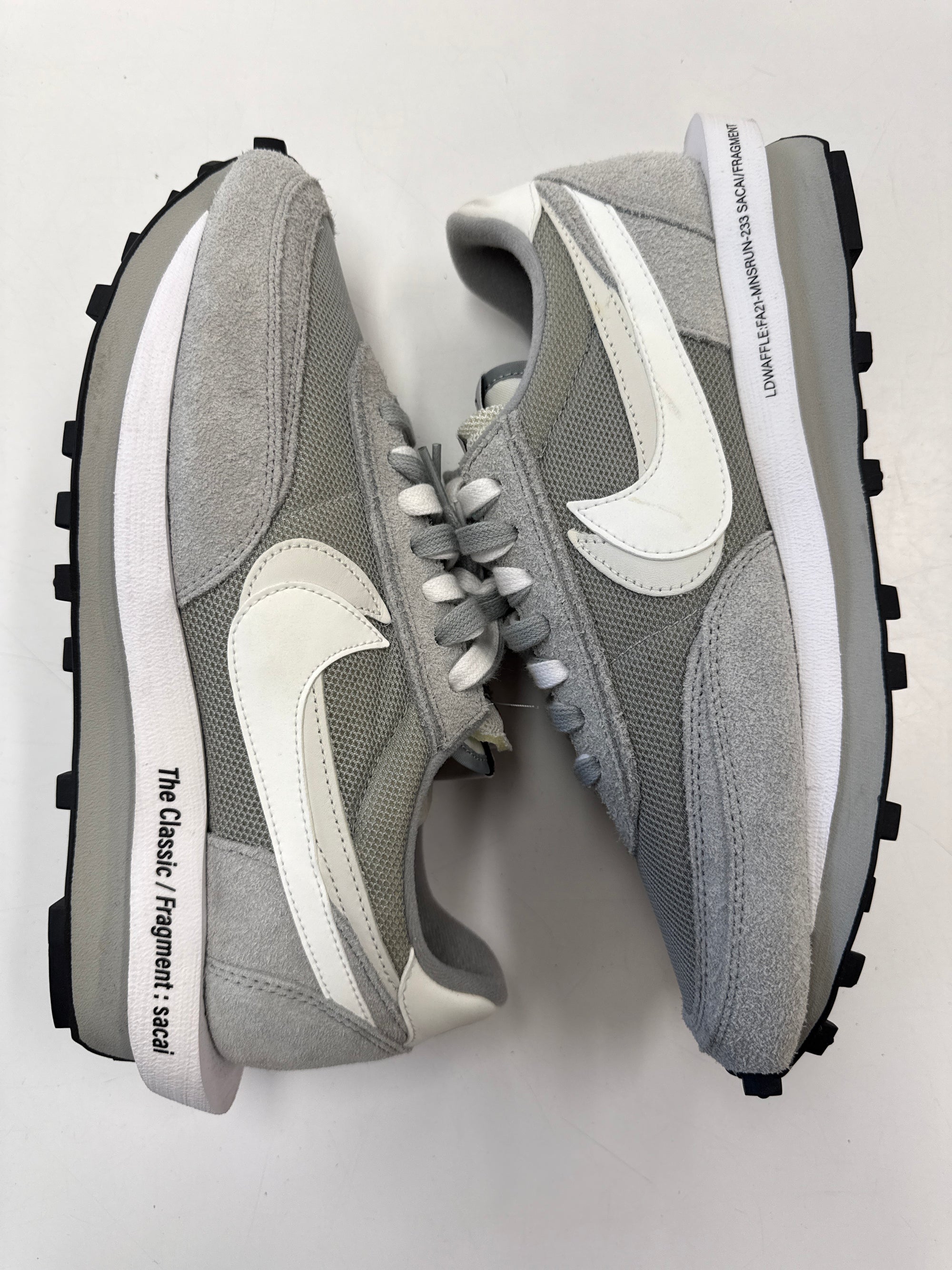 LDWAFFLE SACAI FRAGMENT SMOKE GREY - SIZE 10.5 (WORN) - SUPER CLEAN