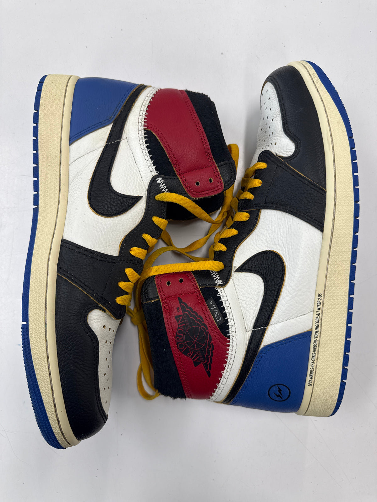 AIR JORDAN 1 HIGH FRAGMENT X UNION LA VARSITY RED SPORT ROYAL - SIZE 12 (WORN)