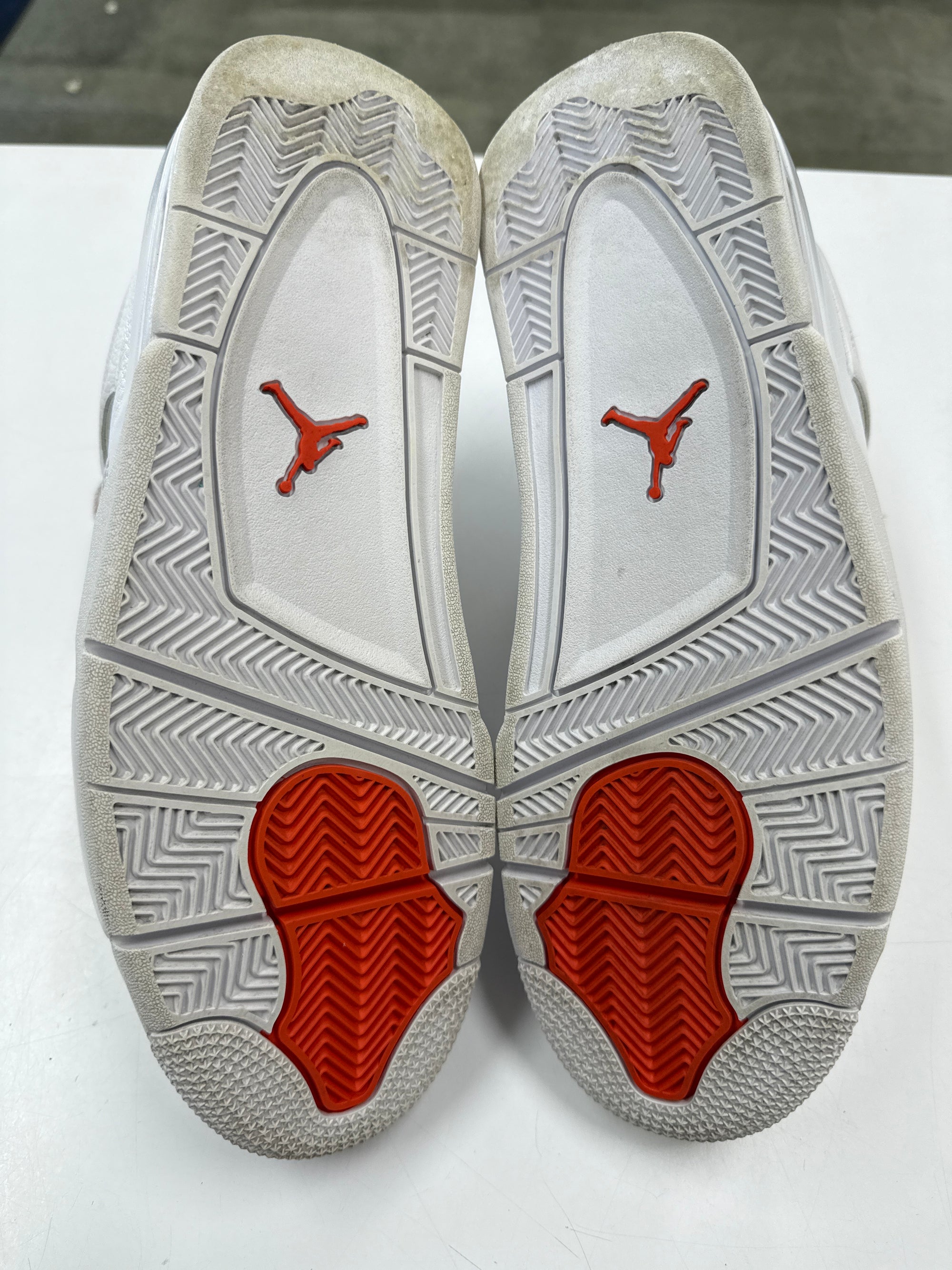 AIR JORDAN 4 METALLIC ORANGE - SIZE 12 (WORN) - NET YELLOWING