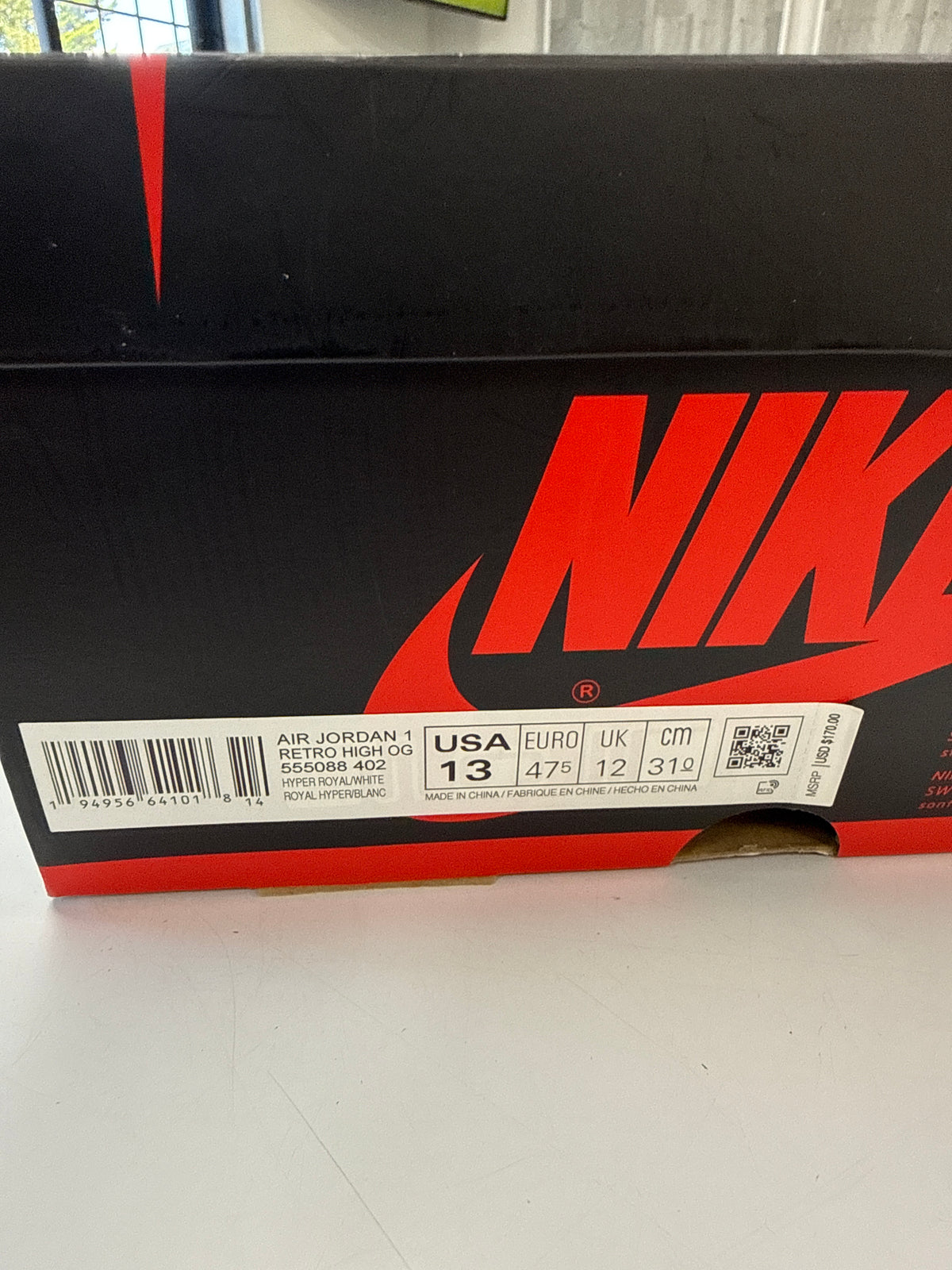 AIR JORDAN 1 HIGH HYPER ROYAL - SIZE 13 (WORN)