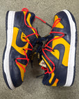 OFF WHITE DUNK LOW UNIVERSITY GOLD NAVY - SIZE 8 (WORN)