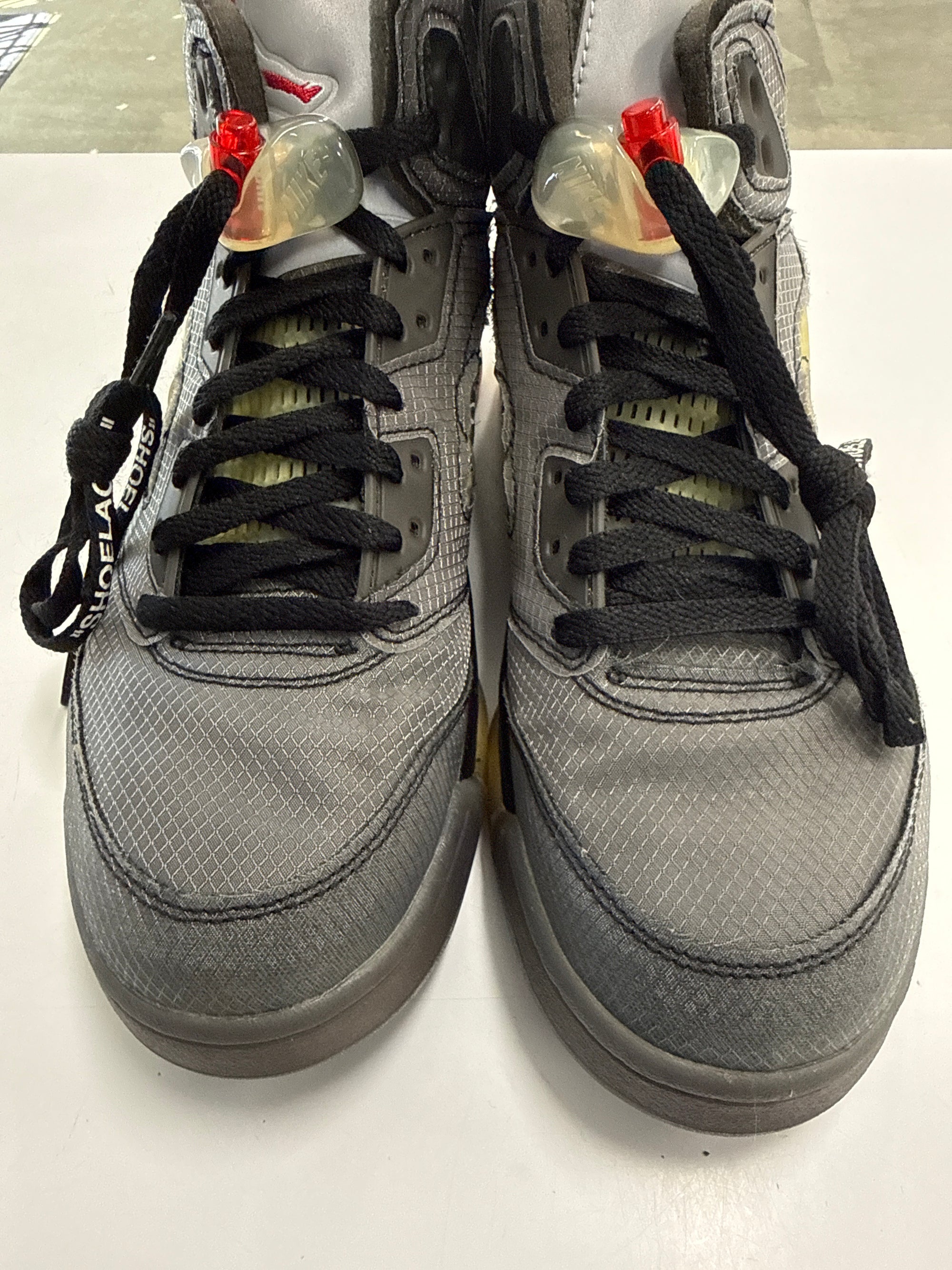 OFF WHITE AIR JORDAN 5 MUSLIN - SIZE 10 (WORN) - SUPER CLEAN - YELLOW NETTING