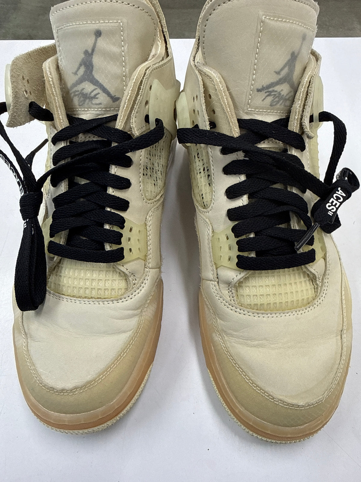 OFF WHITE WMNS AIR JORDAN 4 SAIL - SIZE W12 M10.5 (WORN)