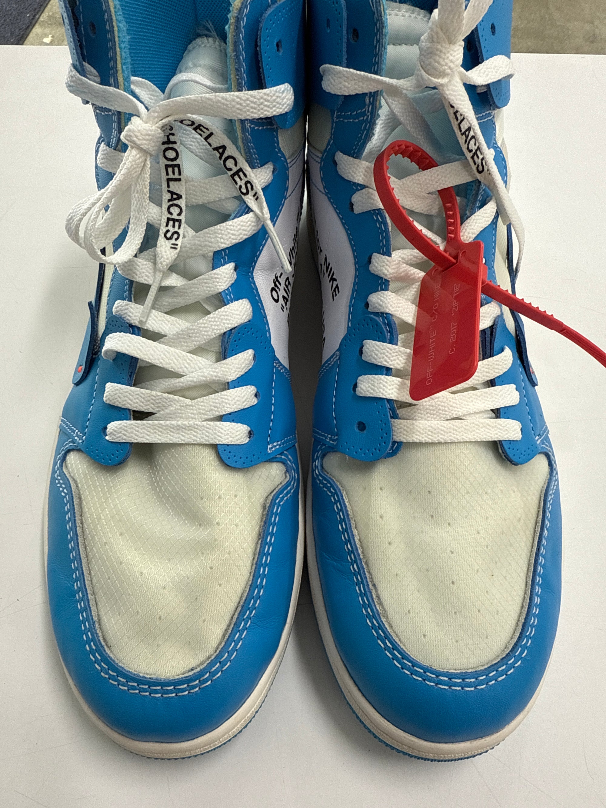 OFF WHITE AIR JORDAN 1 HIGH UNIVERSITY BLUE - SIZE 14 (WORN)