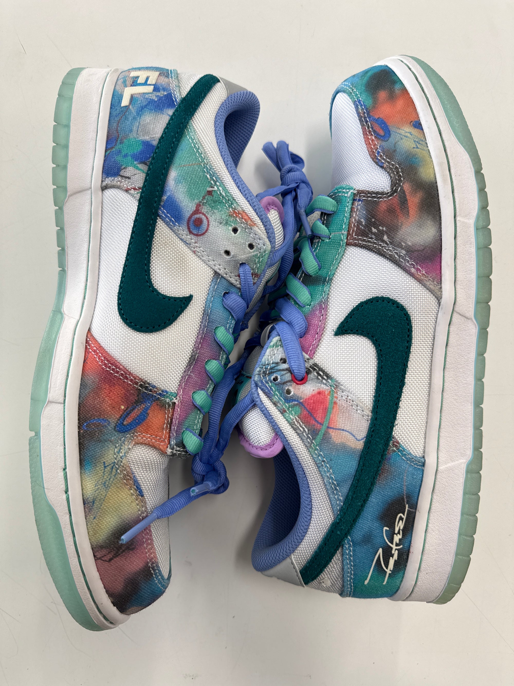 SB DUNK LOW OG QS FUTURA  BLEACHED AQUA - SIZE 11 (WORN)