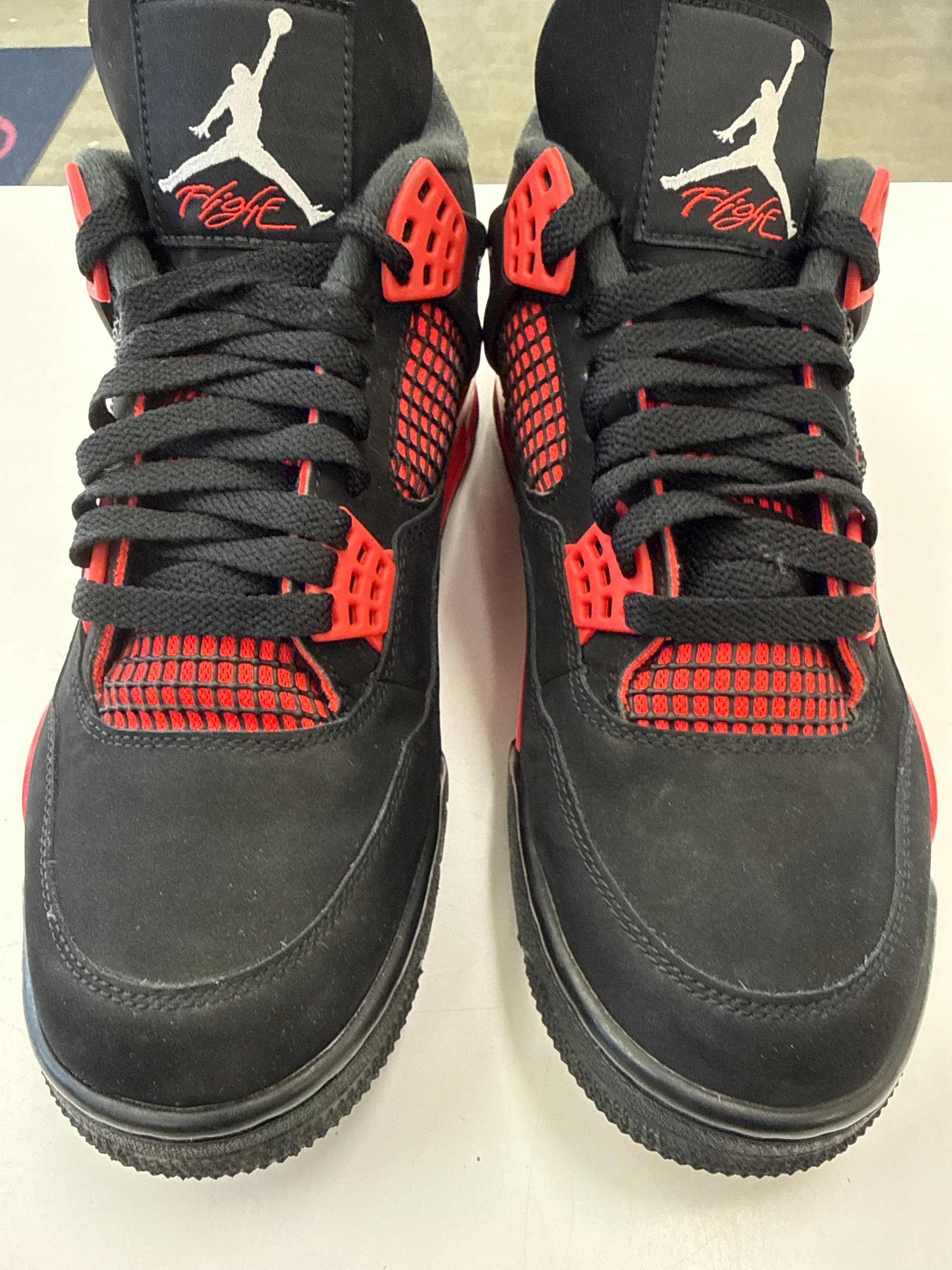 AIR JORDAN 4 RED THUNDER - SIZE 10 (WORN) - DAMAGED LID