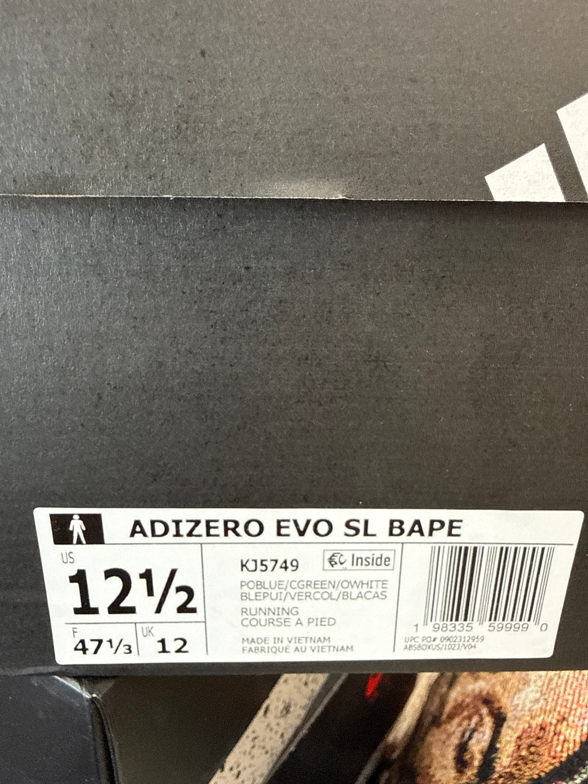 ADIDAS ADIZERO EVO SL BAPE GREEN - SIZE 12.5 (WORN)