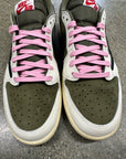 AIR JORDAN 1 LOW TRAVIS SCOTT MEDIUM OLIVE - SIZE 9.5 (WORN) - SUPER CLEAN - DAMAGED LID
