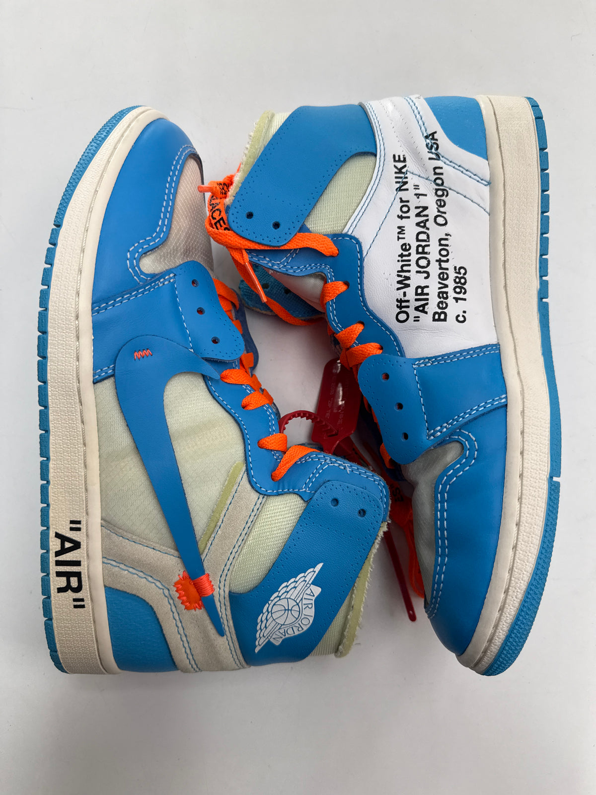 OFF WHITE AIR JORDAN 1 HIGH UNIVERSITY BLUE - SIZE 9.5 (WORN)