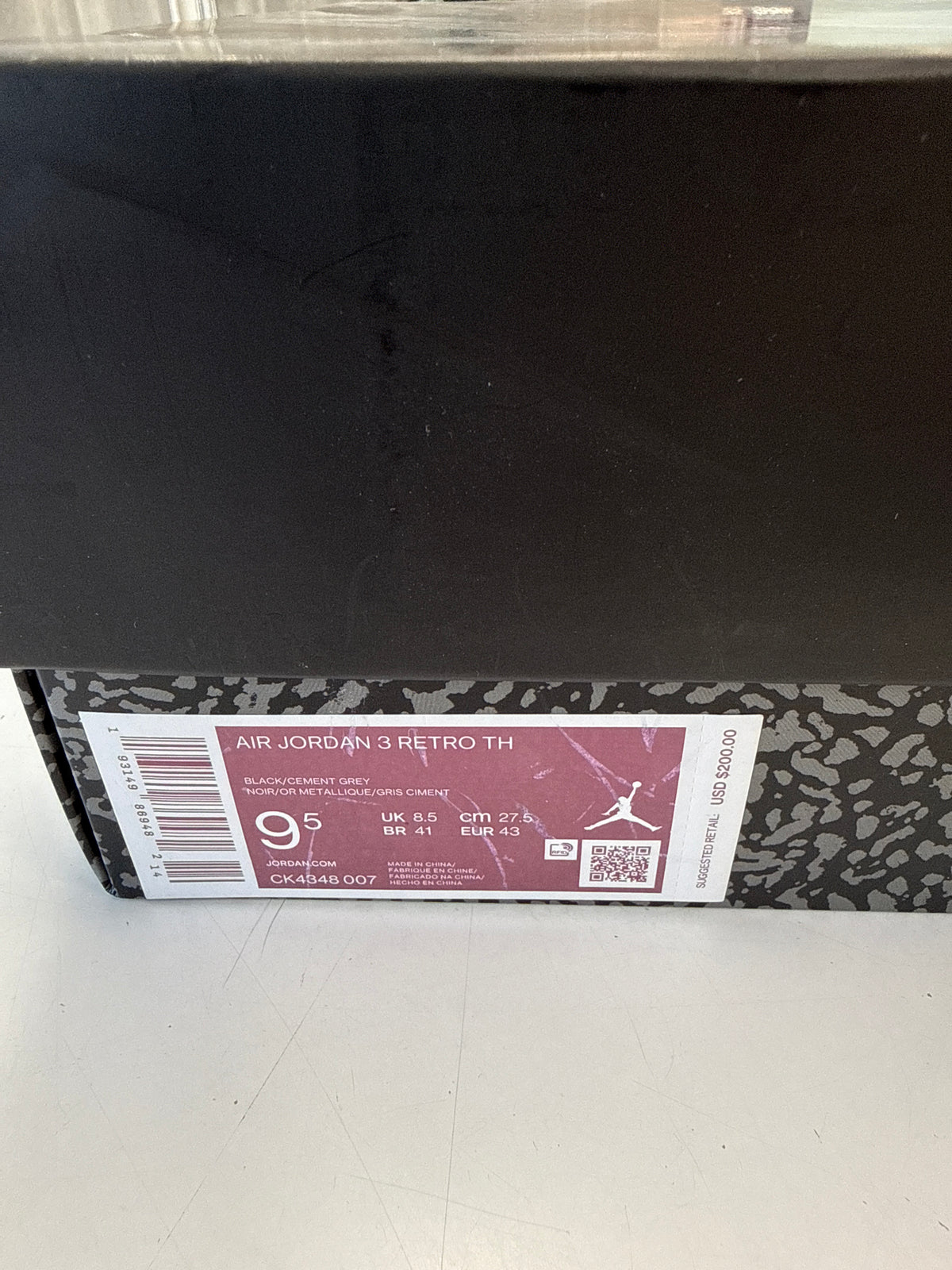 AIR JORDAN 3 TINKER BLACK - SIZE 9.5 (WORN)