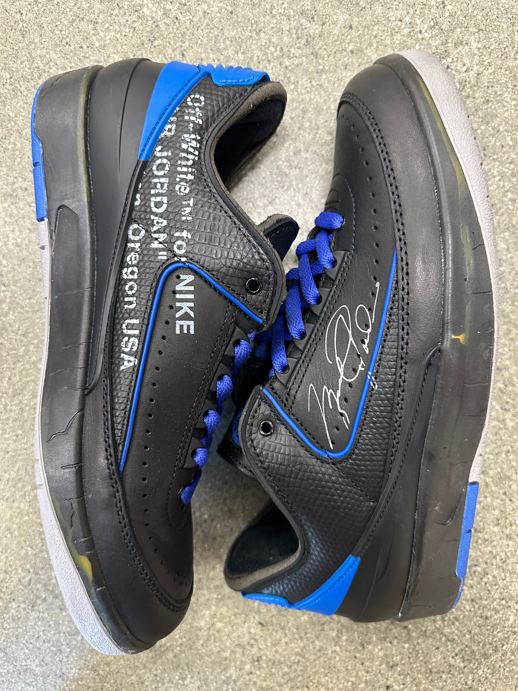 OFF WHITE AIR JORDAN 2 LOW BLACK ROYAL - SIZE 9 (WORN)