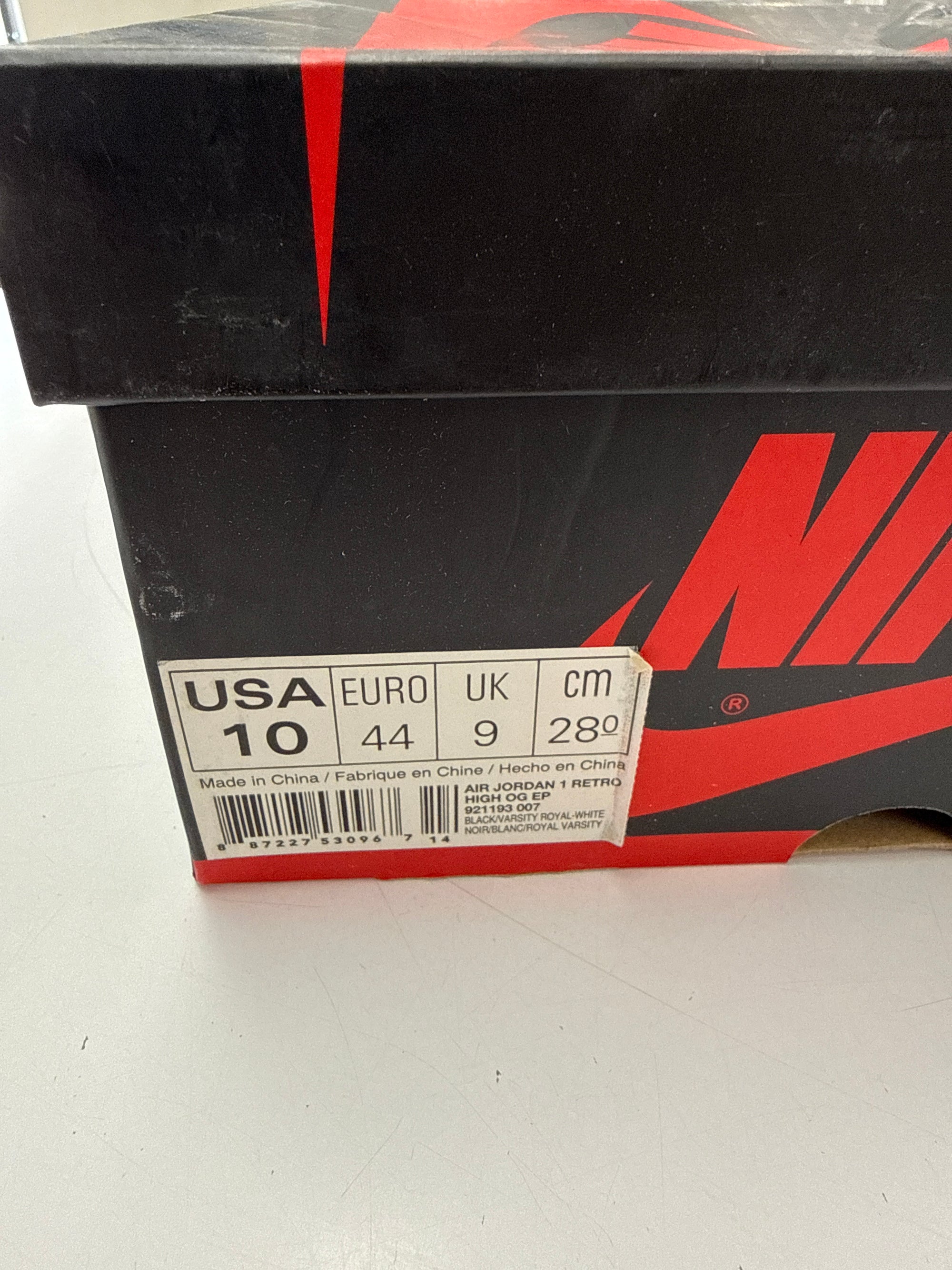 AIR JORDAN 1 HIGH SATIN ROYAL NUMBERED - SIZE 10 (WORN)