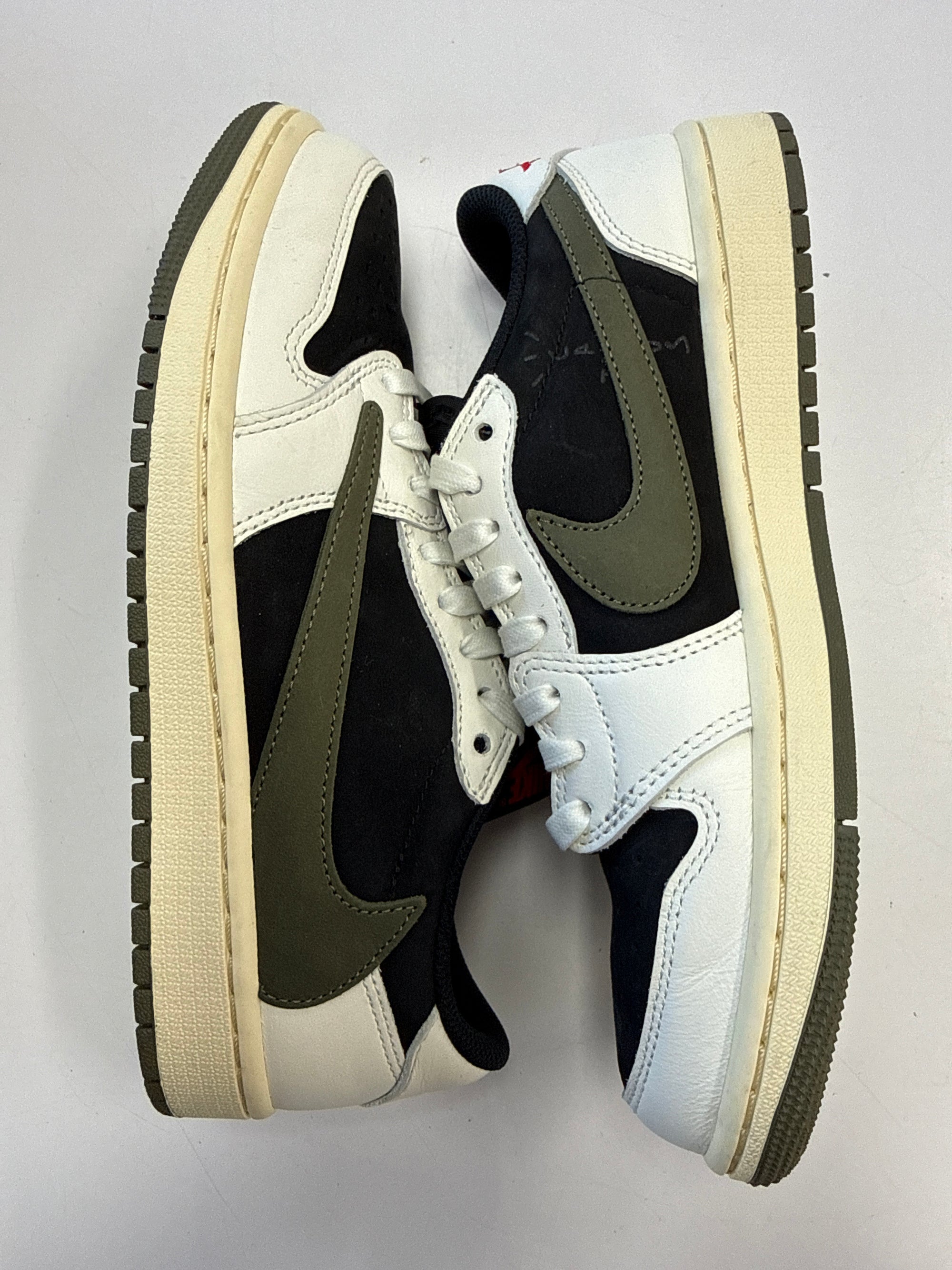 WMNS AIR JORDAN 1 LOW TRAVIS SCOTT OLIVE - SIZE W7.5 M6 (WORN)