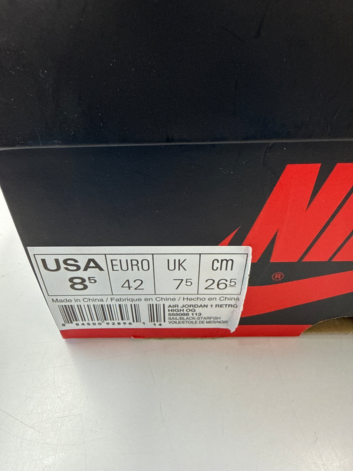 AIR JORDAN 1 HIGH REVERSED SHATTERED - SIZE 8.5 (WORN)