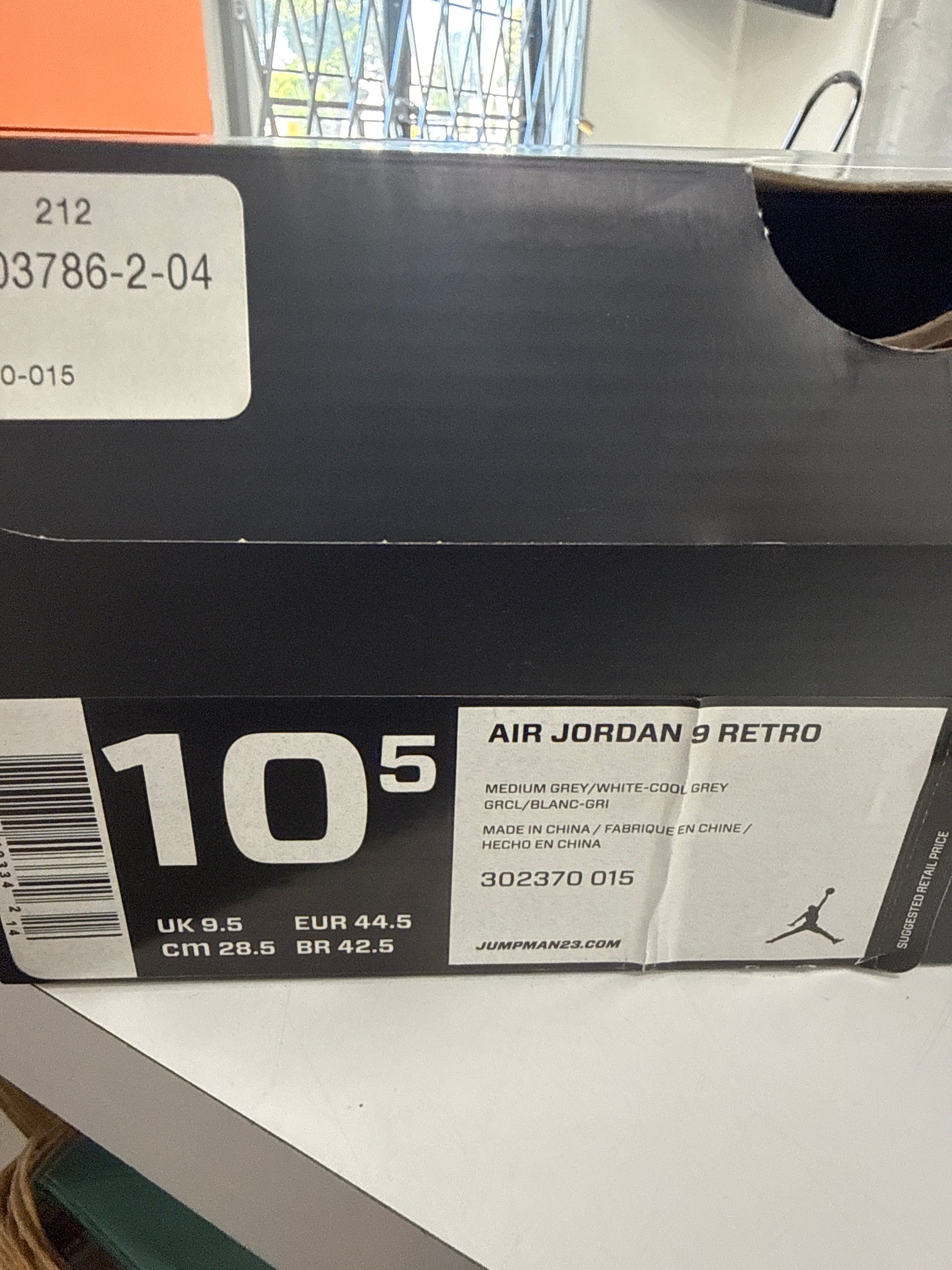 AIR JORDAN 9 COOL GREY 2012 - SIZE 10.5 (WORN) - SUPER CLEAN