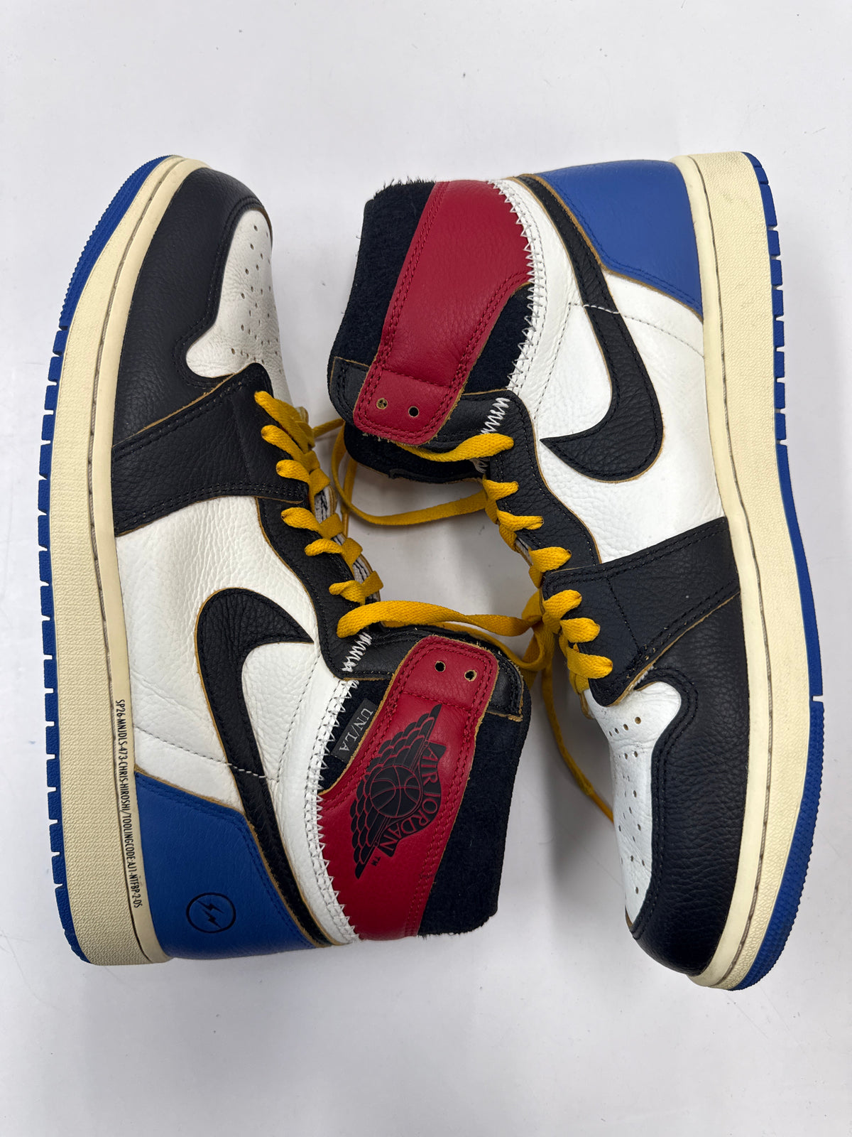 AIR JORDAN 1 HIGH FRAGMENT X UNION LA VARSITY RED SPORT ROYAL - SIZE 12 (WORN)