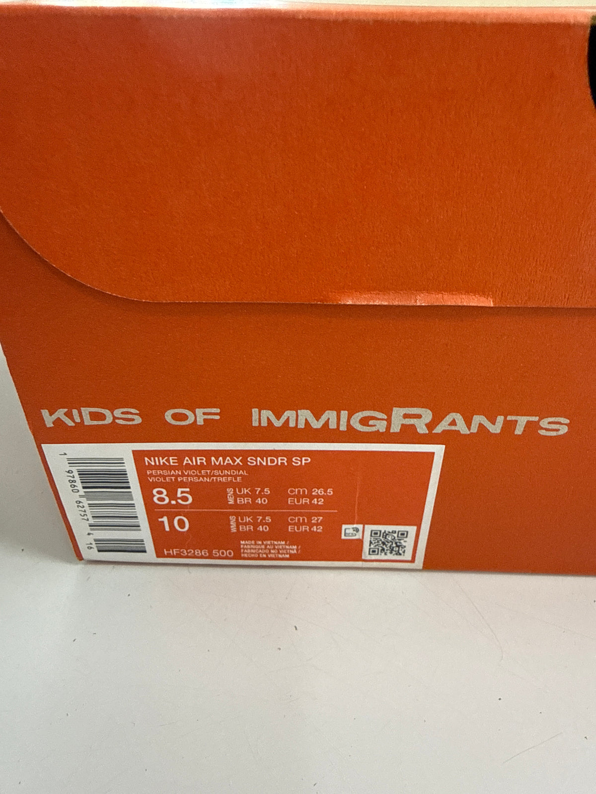 AIR MAX SUNDER SP KIDS OF IMMIGRANTS SUN DOWN - SIZE 8.5 (WORN)
