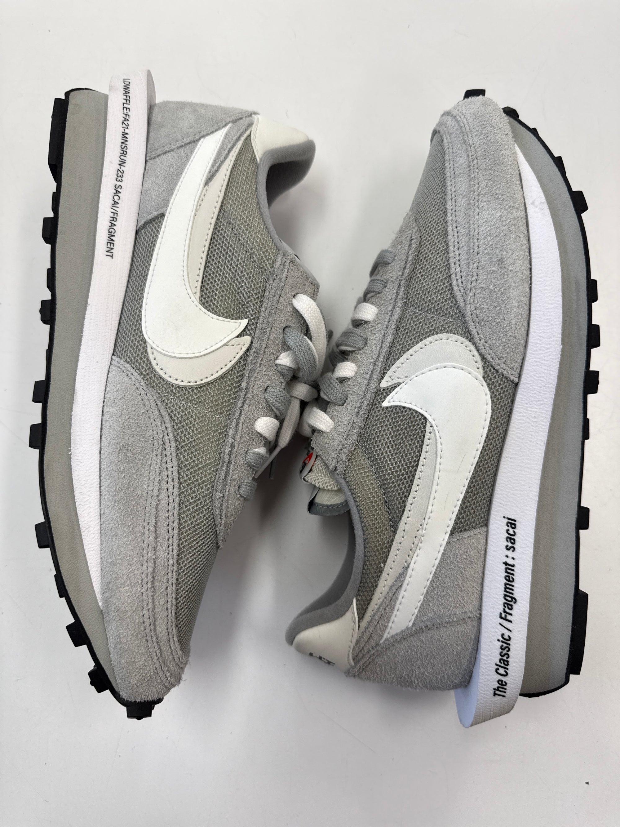 LDWAFFLE SACAI FRAGMENT SMOKE GREY - SIZE 10.5 (WORN) - SUPER CLEAN