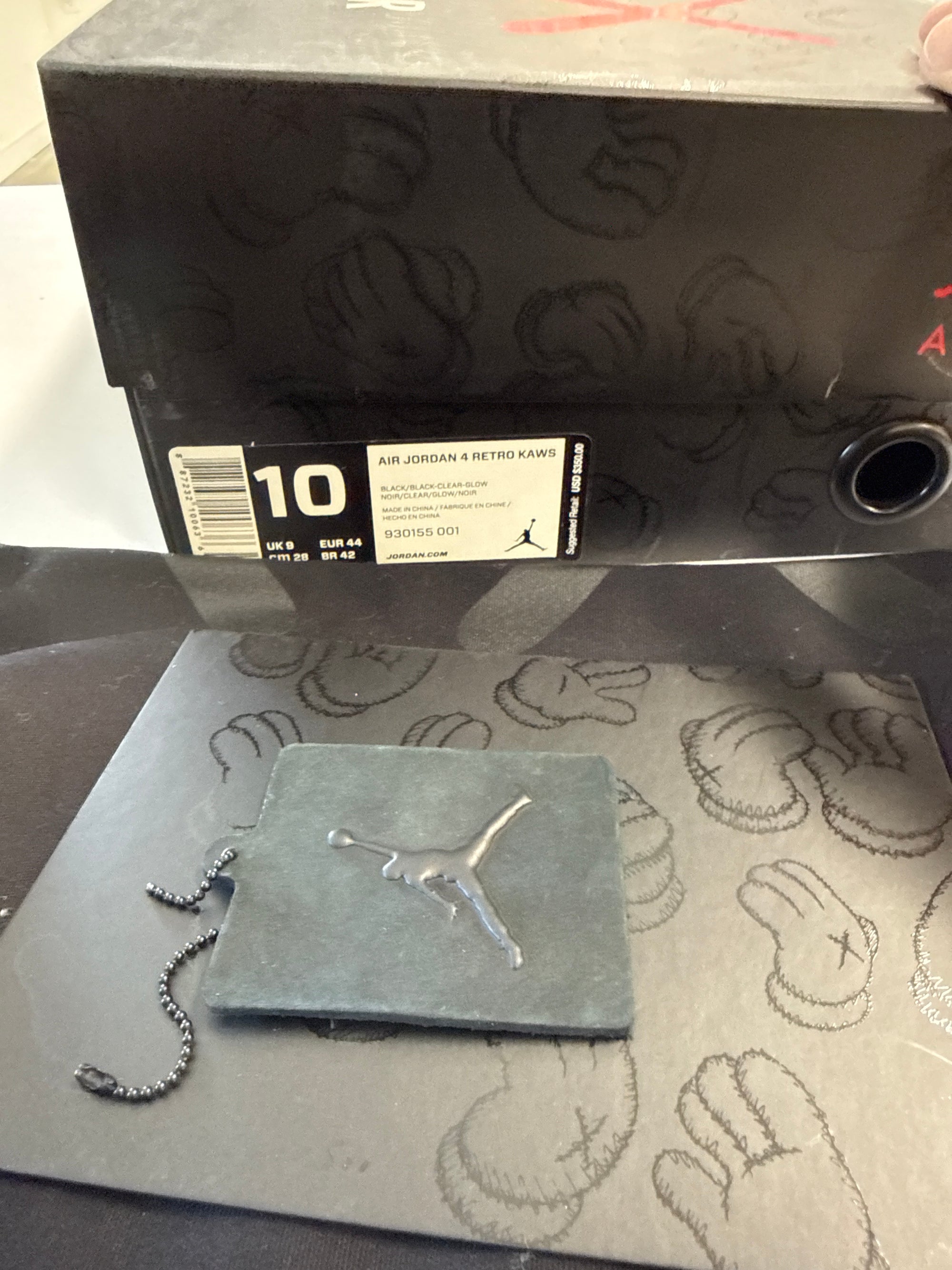 AIR JORDAN 4 KAWS BLACK - SIZE 10 (WORN)