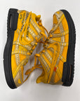 OFF WHITE AIR RUBBER DUNK UNIVERSITY GOLD - SIZE 9 (WORN)