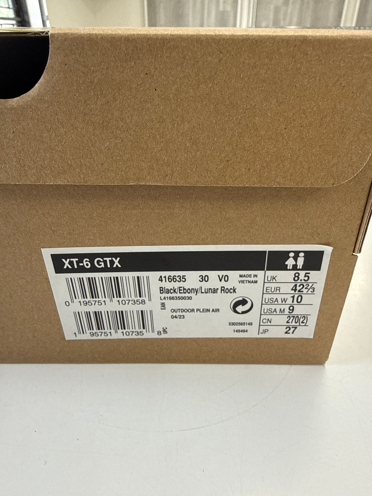 SALOMON XT-6 GORE TEX BLACK LUNAR ROCK - SIZE 9 (WORN)