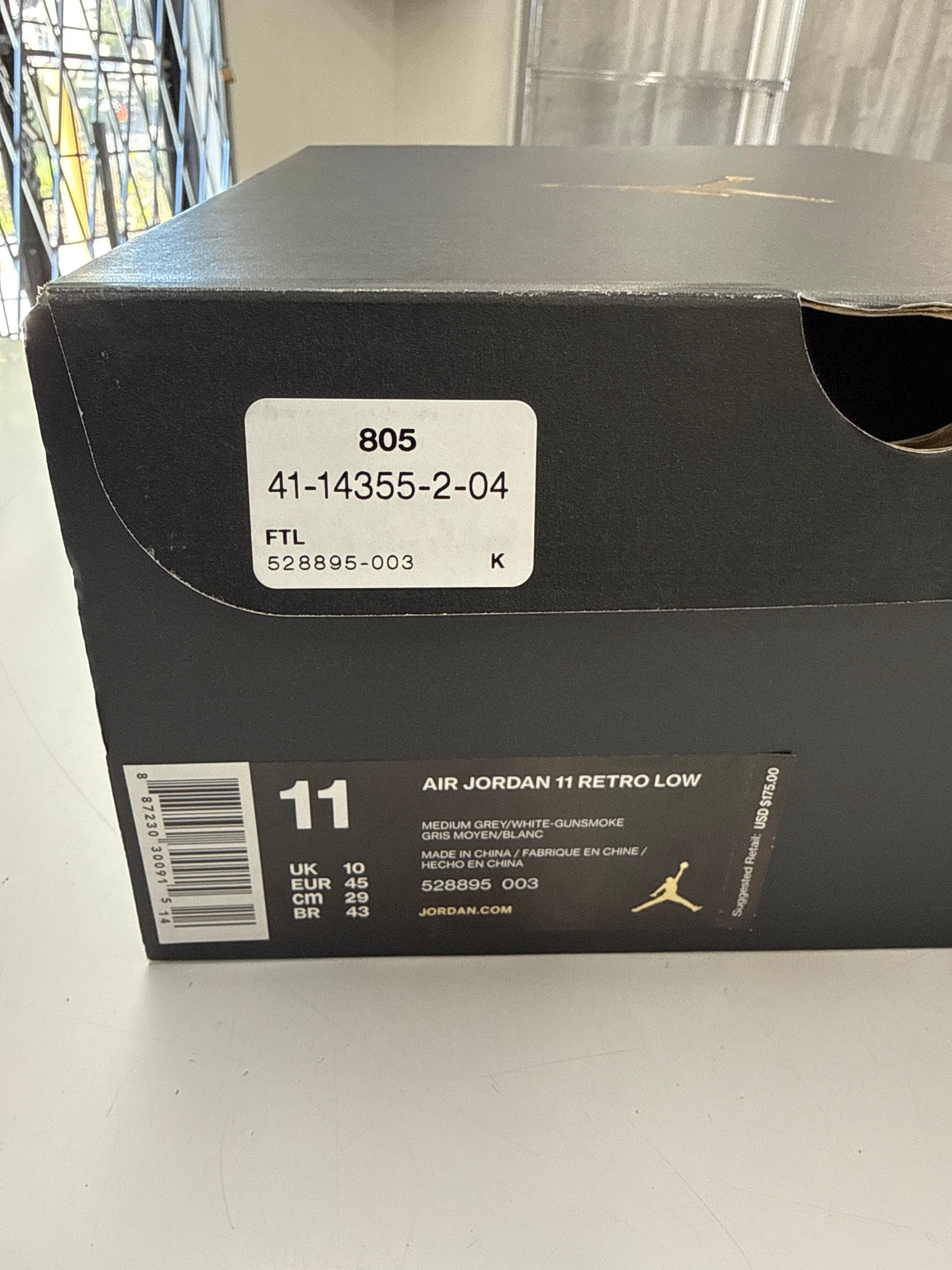 AIR JORDAN 11 LOW COOL GREY - SIZE 11 (WORN)