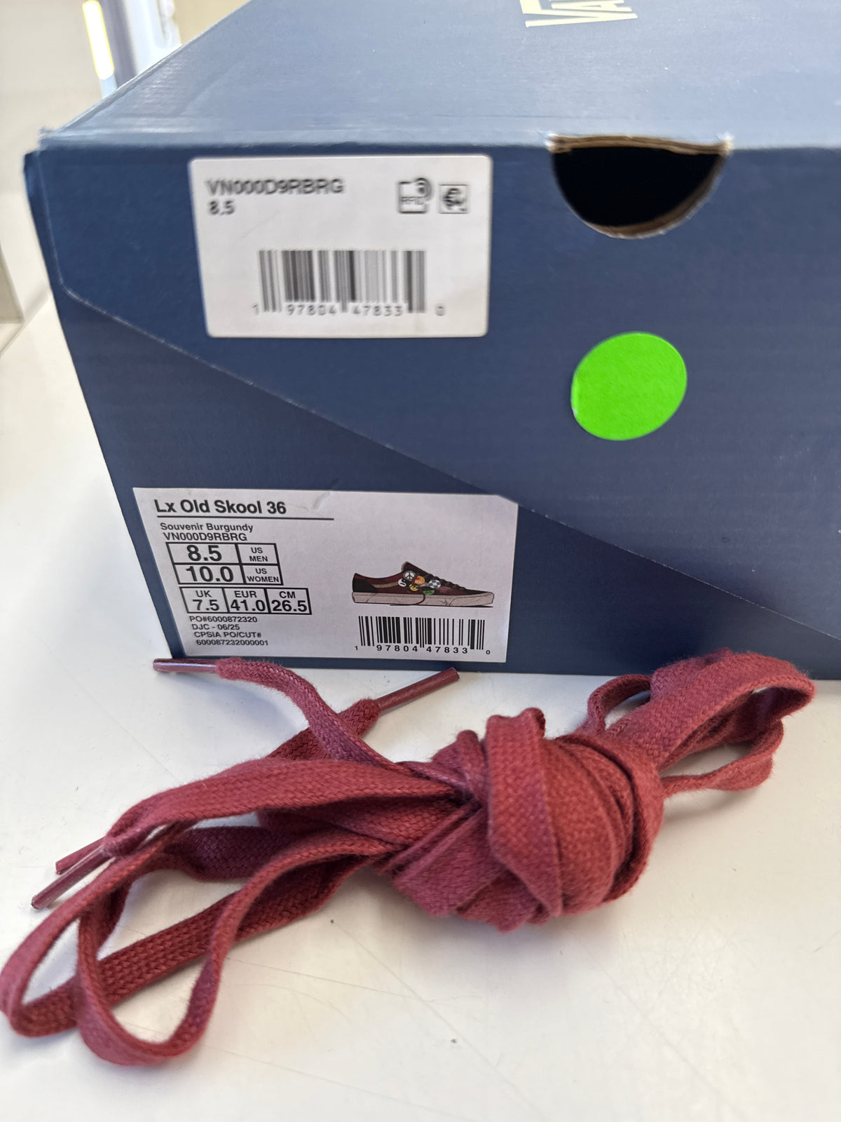 VANS OLD SKOOL 36 SOUVENIR BURGUNDY - SIZE 8.5 (WORN)