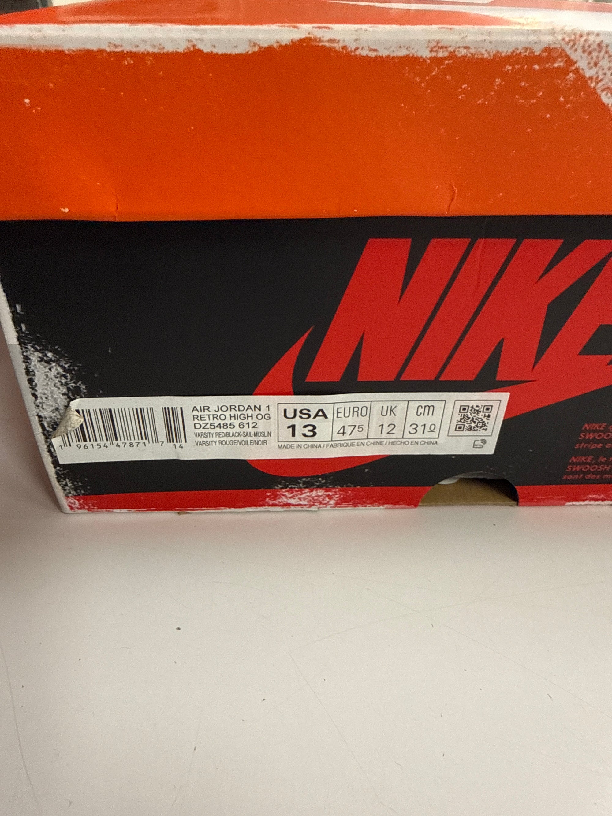 AIR JORDAN 1 HIGH CHICAGO LOST AND FOUND - SIZE 13 (WORN)