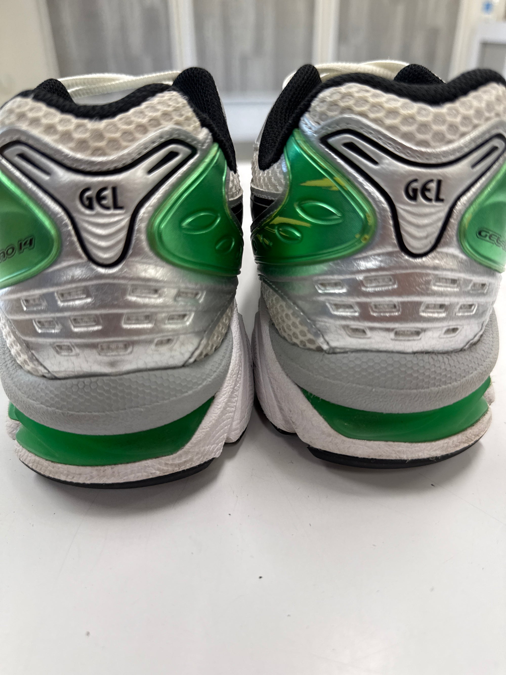 ASICS GEL-KAYANO 14 WHITE MALACHITE GREEN - SIZE 9 (WORN)