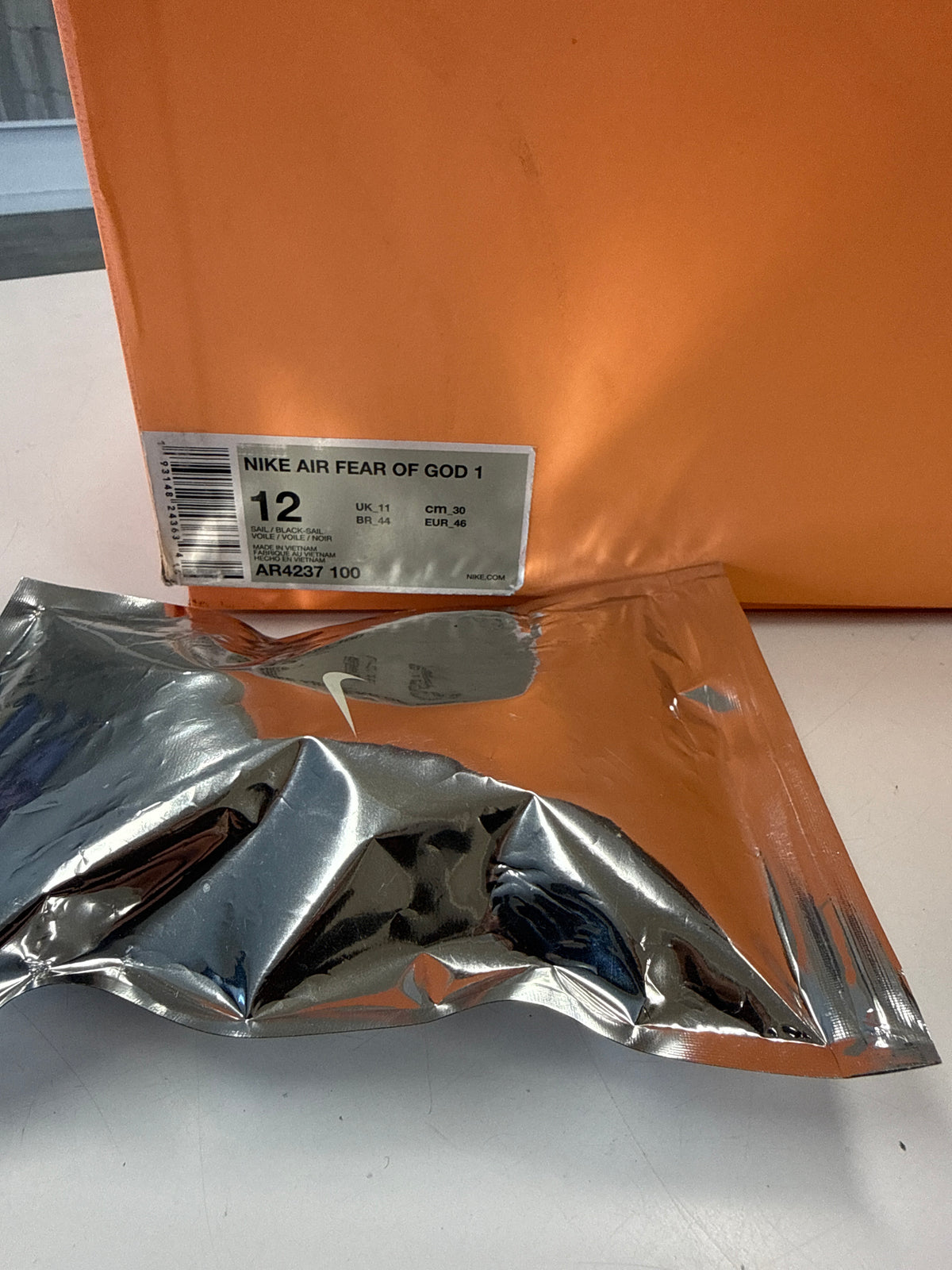 AIR FEAR OF GOD 1 SAIL BLACK - SIZE 12 (WORN)