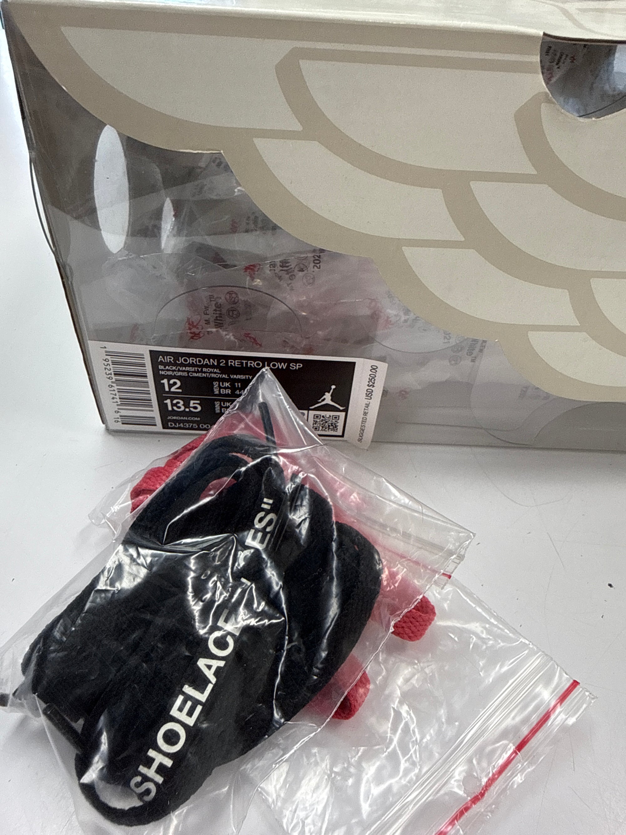 OFF WHITE JORDAN 2 LOW BLACK BLUE - SIZE 12 (WORN)