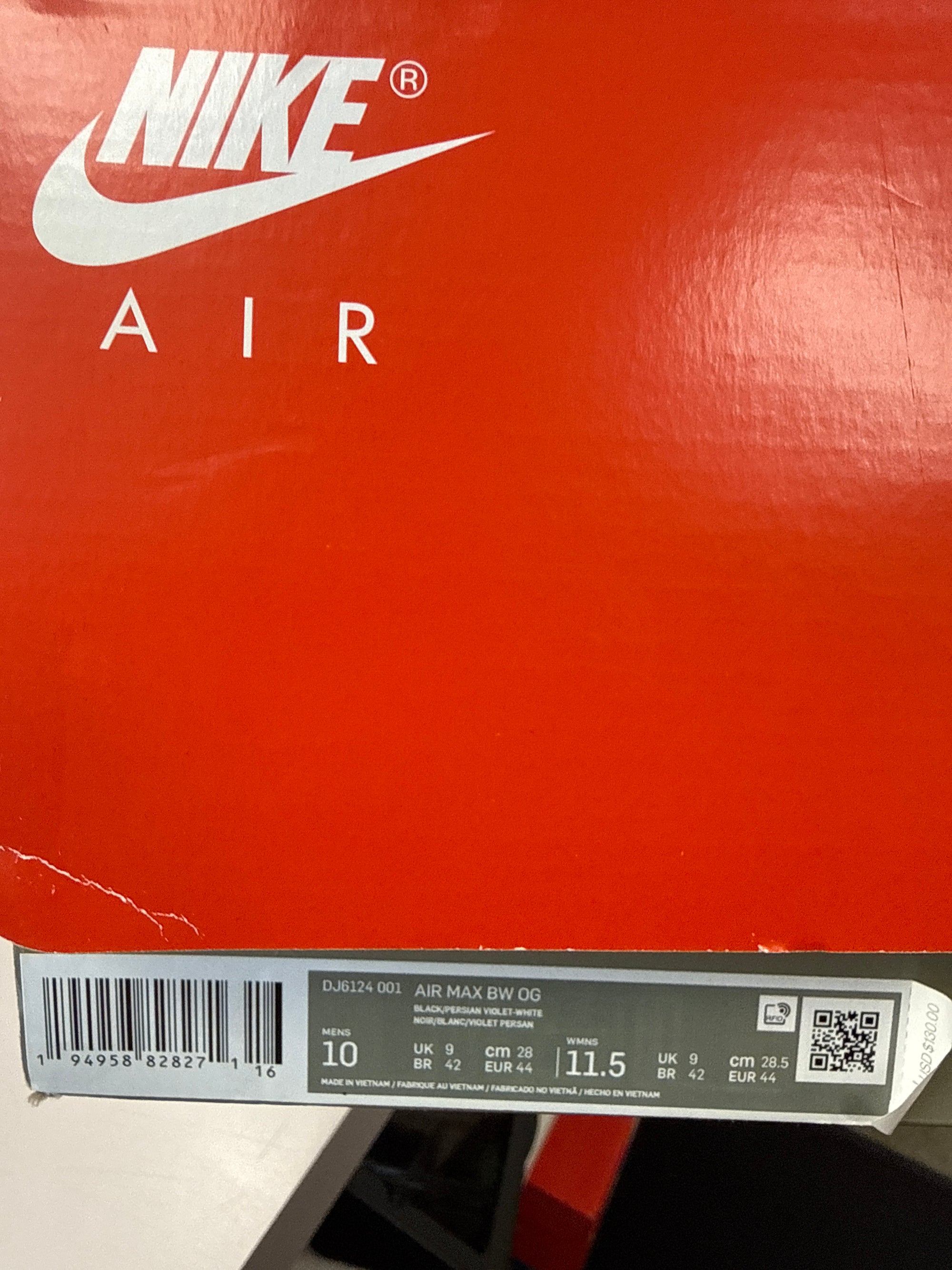 AIR MAX BW OG PERSIAN VIOLET 2022- SIZE 10 (WORN)