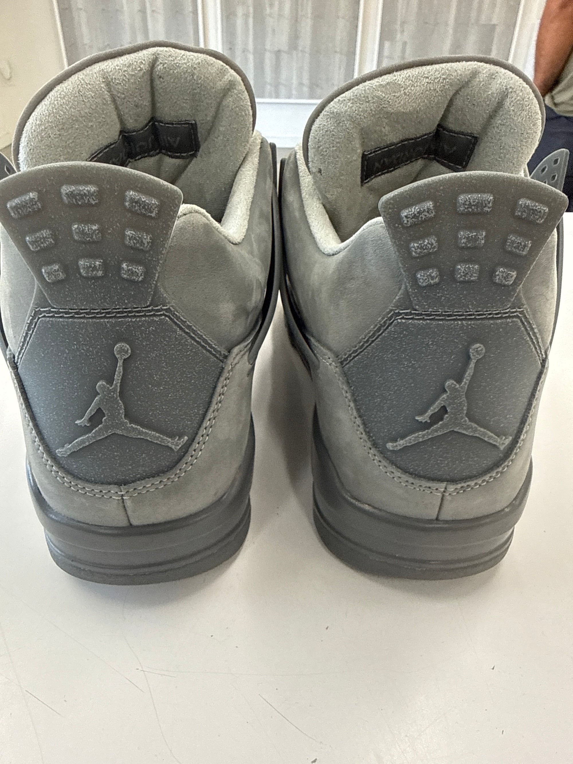 AIR JORDAN 4 WET CEMENT - SIZE 9.5 (WORN) - NO SIZE LABEL ON THE BOX