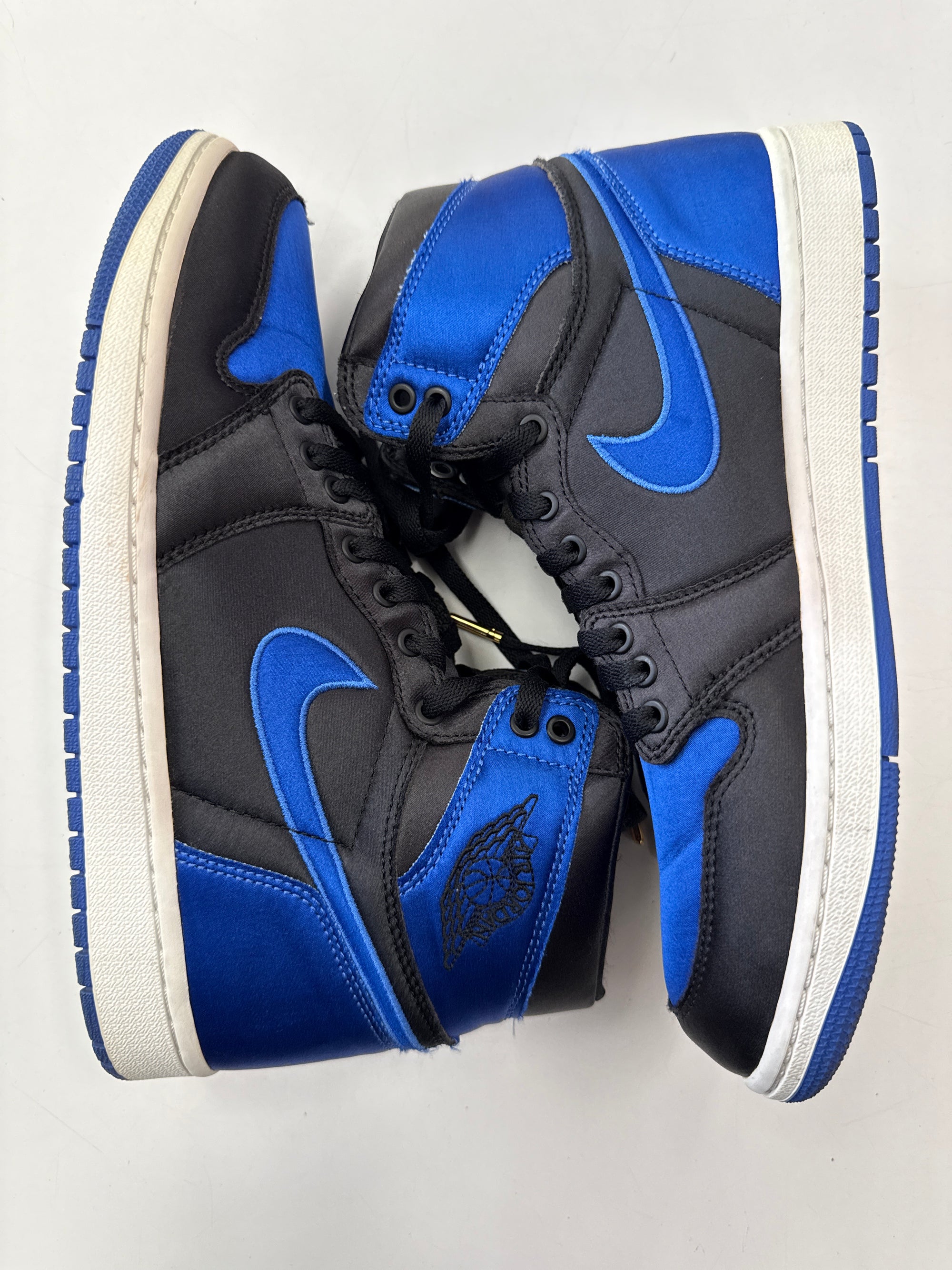 AIR JORDAN 1 HIGH SATIN ROYAL NUMBERED - SIZE 10 (WORN)