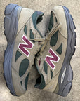 NEW BALANCE M990 TEDDY SANTIS GREEN PURPLE - SIZE 10.5 (WORN)
