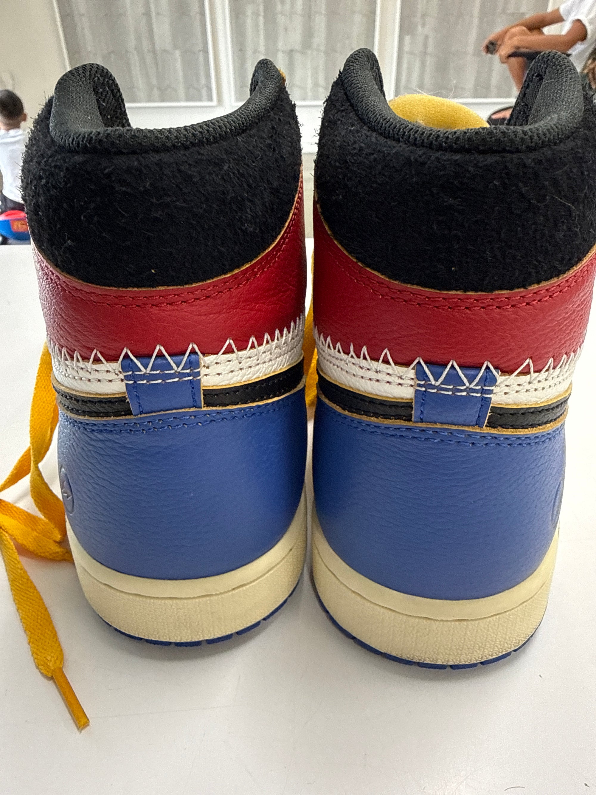 AIR JORDAN 1 HIGH OG FRAGMENT X UNION VARSITY RED SPORT ROYAL - SIZE 10.5 (WORN)