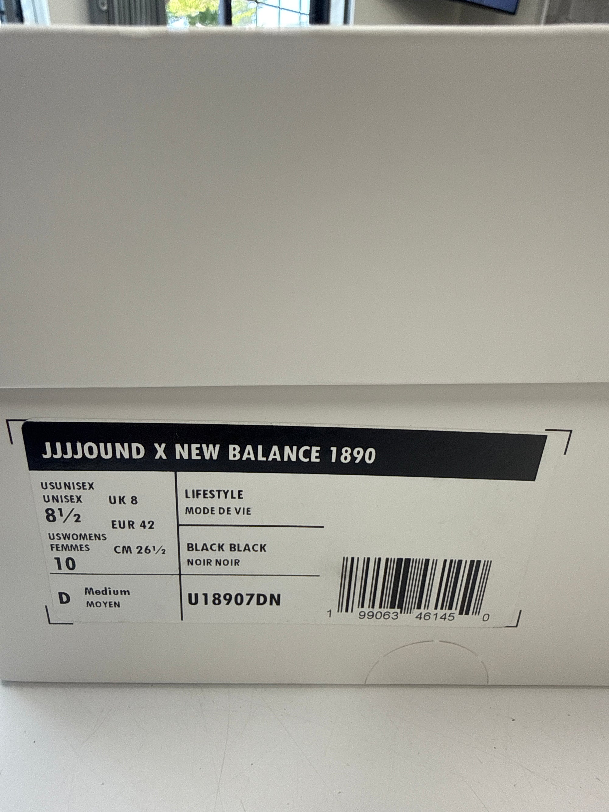 NEW BALANCE 1890 JJJJOUND BLACK WHITE - SIZE 8.5 (WORN)