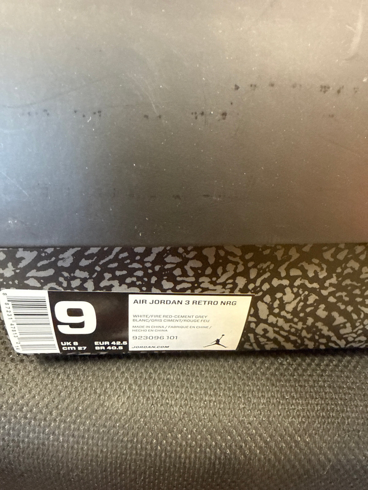 AIR JORDAN 3 WHITE CEMENT FREE THROW LINE - SIZE 9 (WORN)