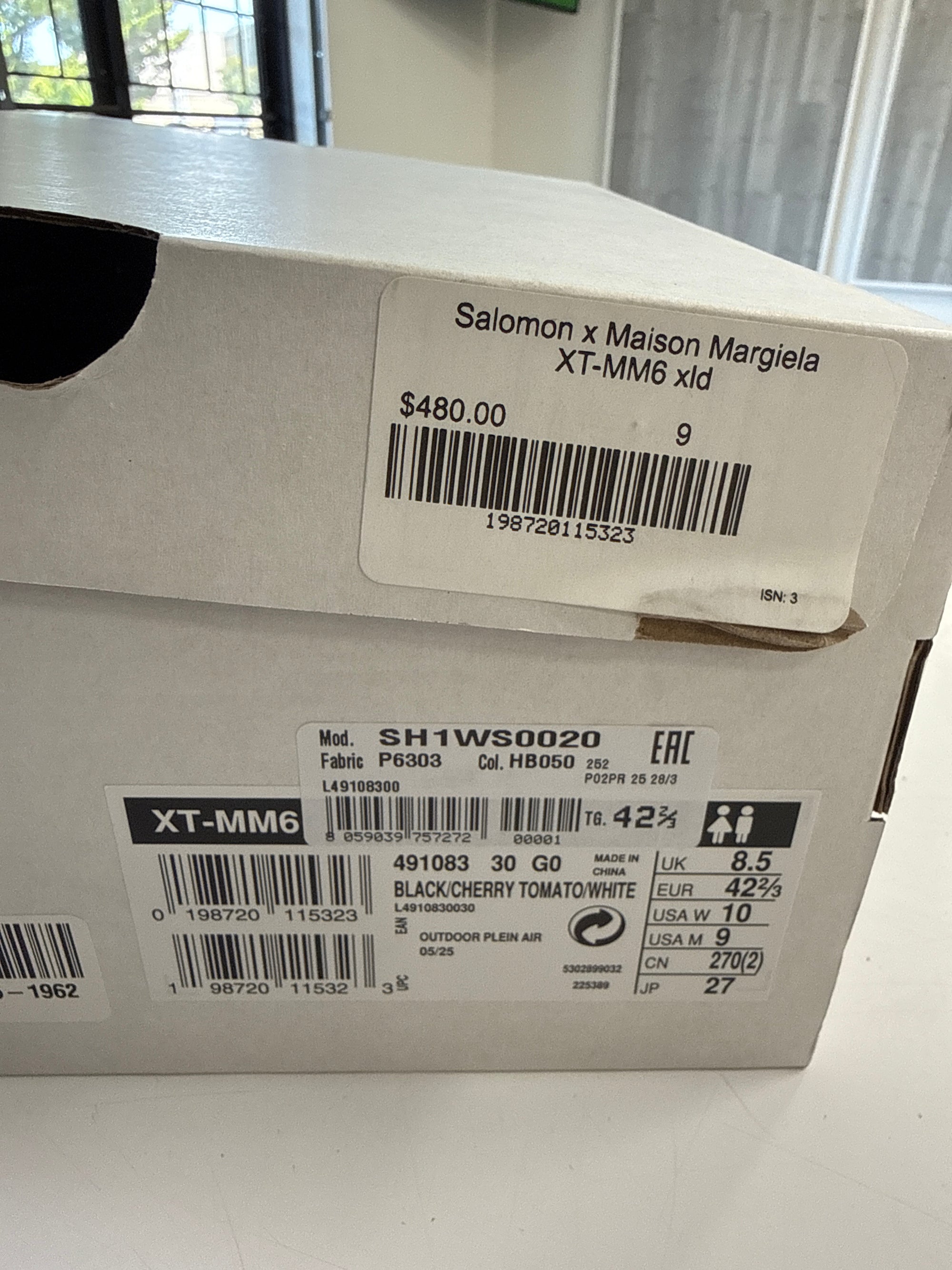 SALOMON XT MM6 MAISON MARGIELA BLACK CHERRY TOMATO - SIZE 9 (WORN)