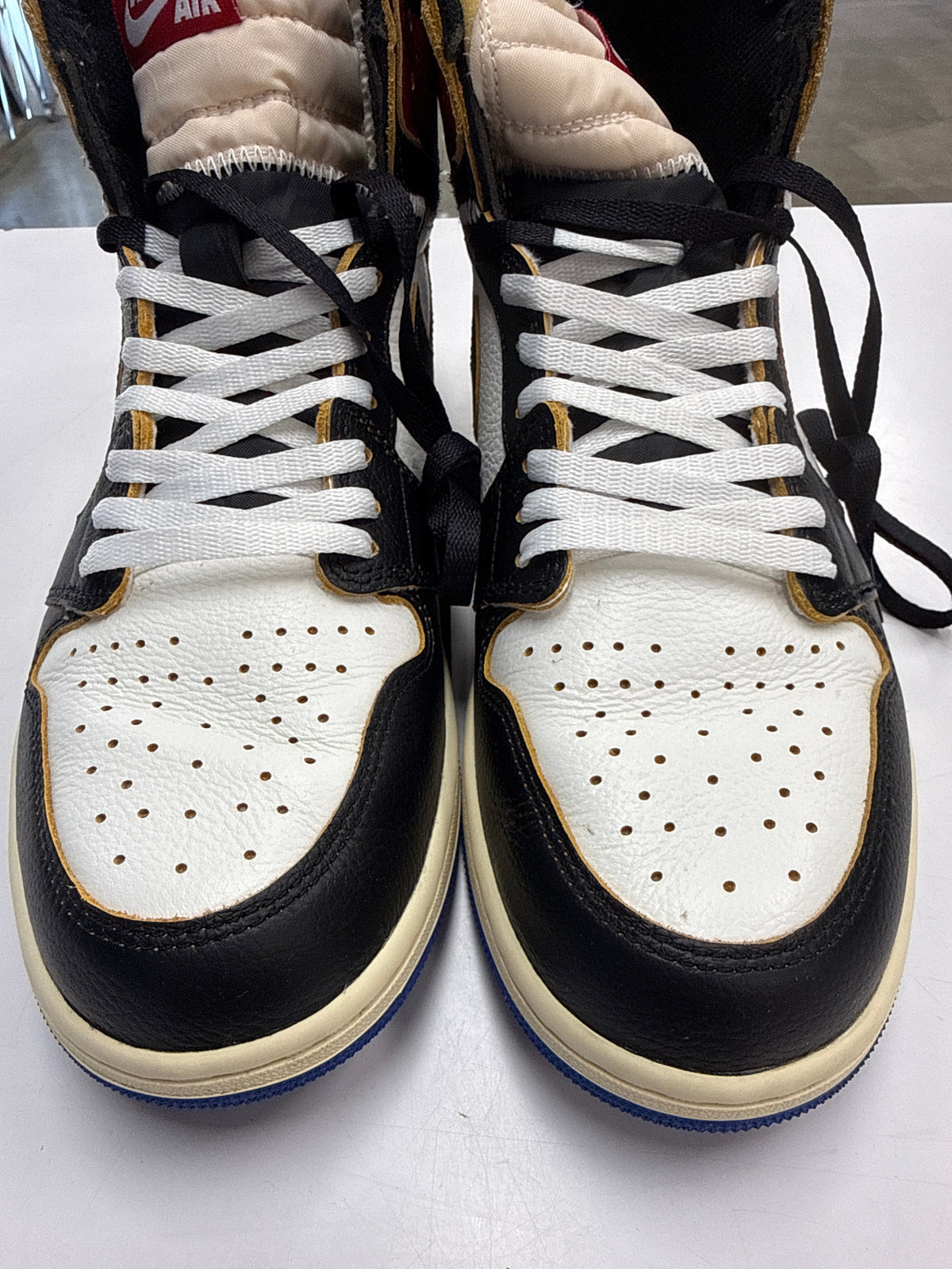 AIR JORDAN 1 HIGH FRAGMENT X UNION VARSITY RED SPORT ROYAL - SIZE 11.5 (WORN) - MISSING LABEL ON BOX