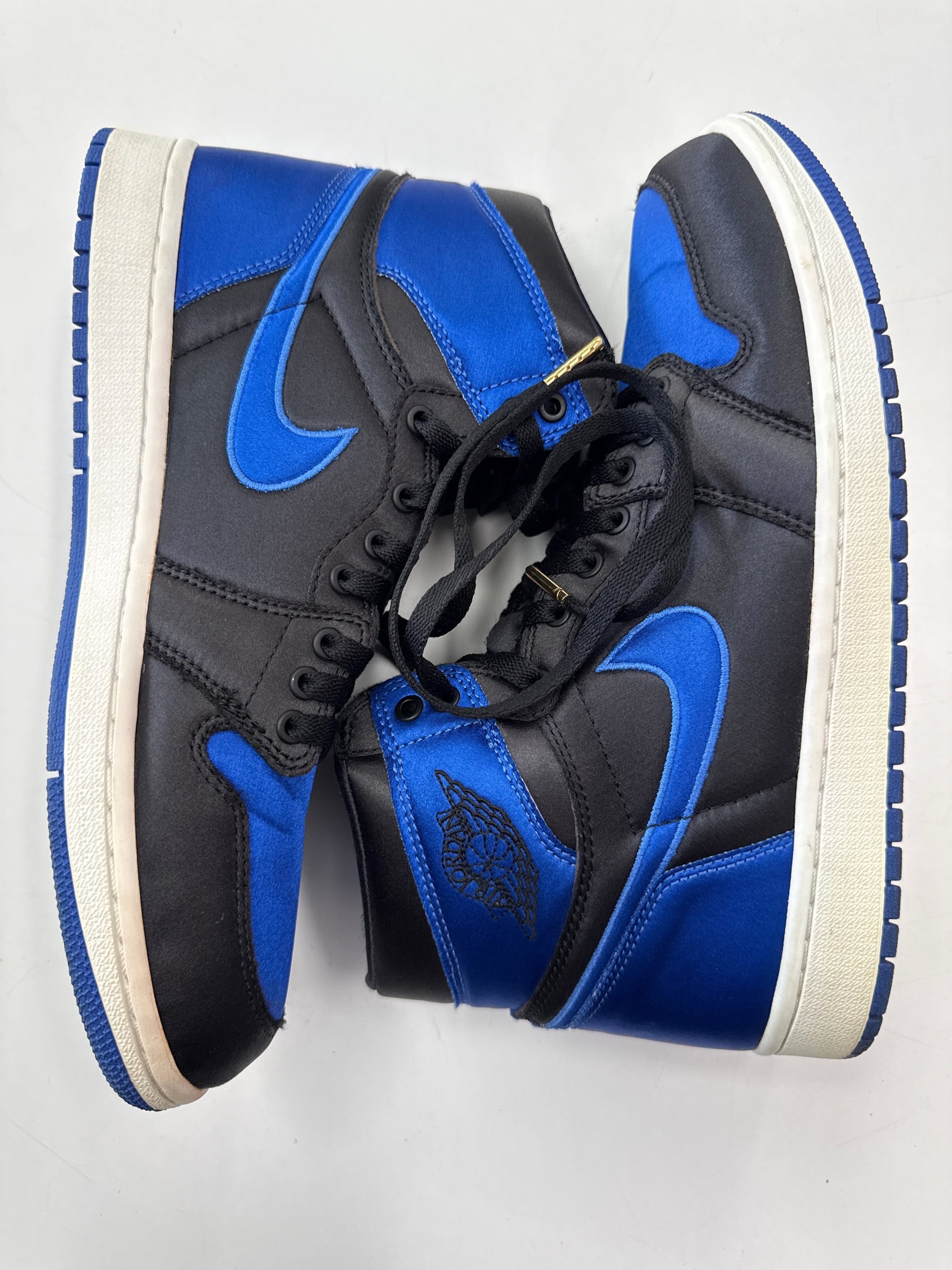 AIR JORDAN 1 HIGH SATIN ROYAL NUMBERED - SIZE 10 (WORN)